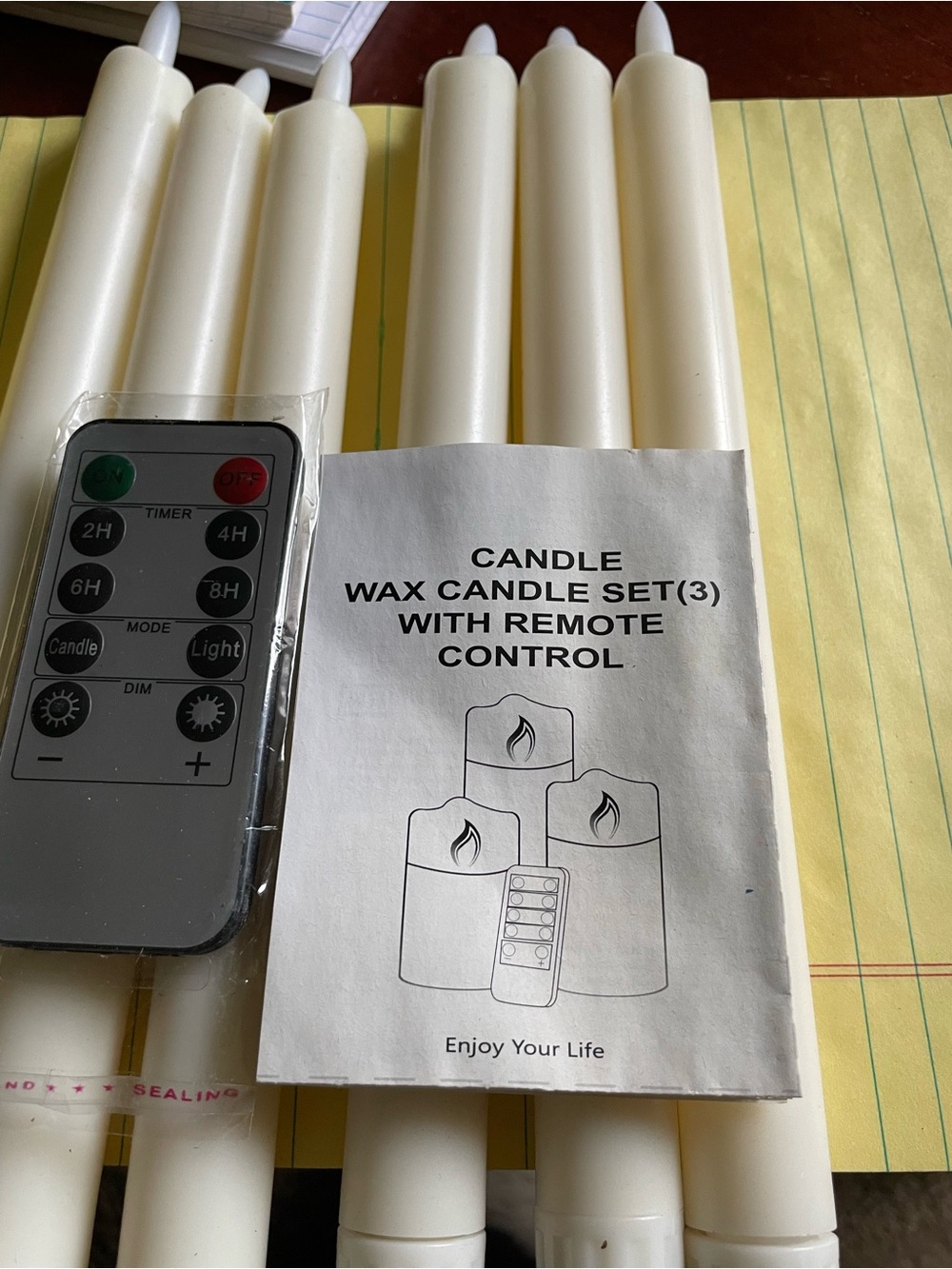 Six led wax battery operated candles with remote